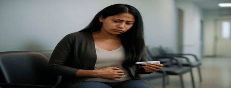 mujer con prueba en mano